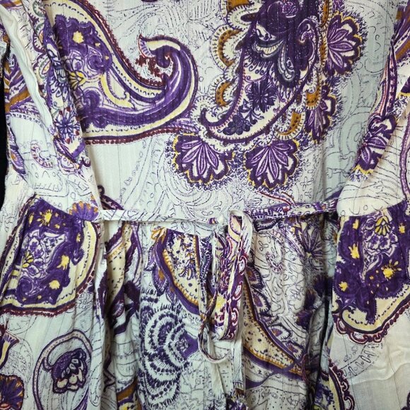 NWT BAND OF THE FREE Purple Paisley Long Sleeve Mini Dress M - Picture 11 of 15